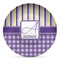 Purple Gingham & Stripe Microwave Safe Plastic Plate - Composite Polymer (Personalized)