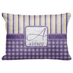Purple Gingham & Stripe Decorative Baby Pillowcase - 16"x12" (Personalized)