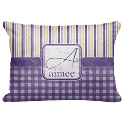 Purple Gingham & Stripe Decorative Baby Pillowcase - 16"x12" (Personalized)