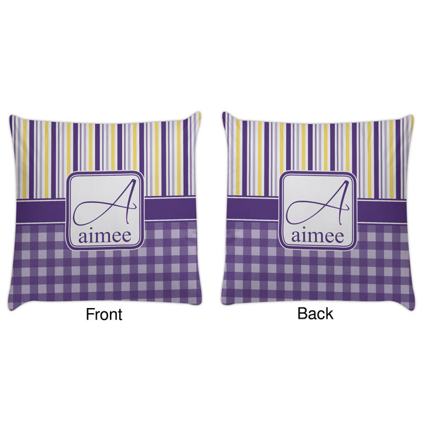 Purple Gingham & Stripe Decorative Pillow Case - Approval