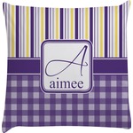 Purple Gingham & Stripe Decorative Pillow Case (Personalized)