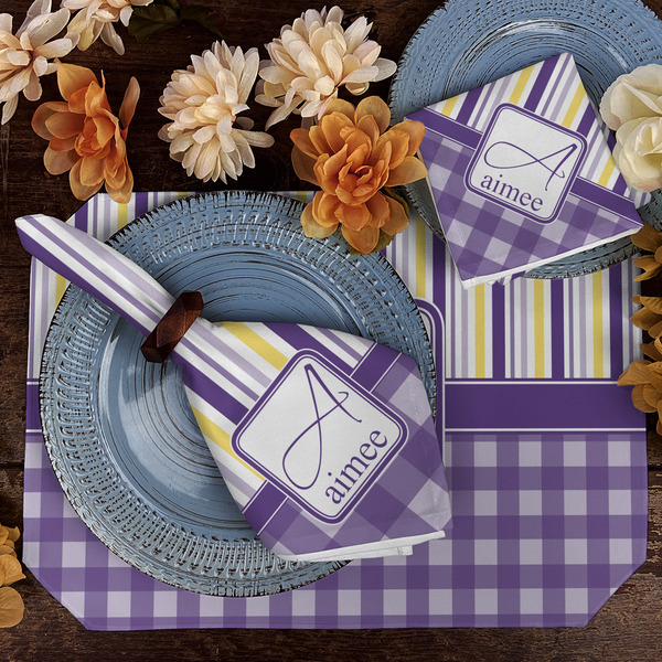 Purple Gingham & Stripe Dining Set