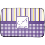 Purple Gingham & Stripe Dish Drying Mat (Personalized)