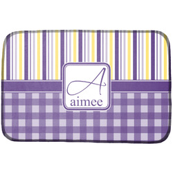 Purple Gingham & Stripe Dish Drying Mat (Personalized)