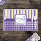 Purple Gingham & Stripe Disposable Paper Placemat - In Context