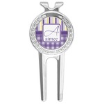 Purple Gingham & Stripe Golf Divot Tool & Ball Marker (Personalized)