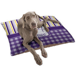 Purple Gingham & Stripe Dog Bed - Large w/ Name and Initial
