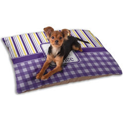 Purple Gingham & Stripe Dog Bed - Small w/ Name and Initial