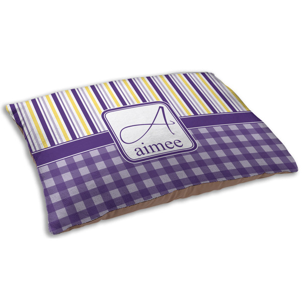 Purple Gingham & Stripe Dog Beds - SMALL