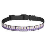 Purple Gingham & Stripe Dog Collar - Medium (Personalized)