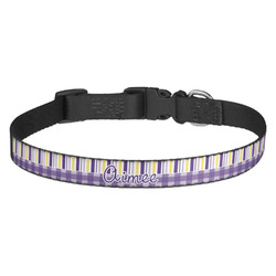 Purple Gingham & Stripe Dog Collar - Medium (Personalized)