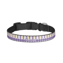 Purple Gingham & Stripe Dog Collar - Small (Personalized)