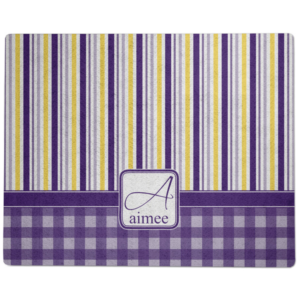 Purple Gingham & Stripe Dog Food Mat - Large without Bowls