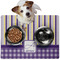 Purple Gingham & Stripe Dog Food Mat - Medium LIFESTYLE