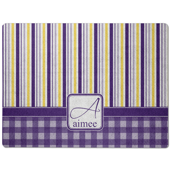 Purple Gingham & Stripe Dog Food Mat - Medium without bowls