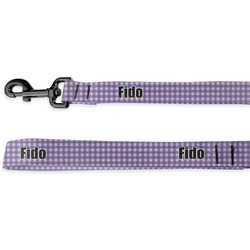Purple Gingham & Stripe Deluxe Dog Leash (Personalized)
