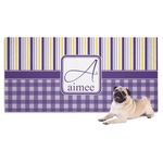 Purple Gingham & Stripe Dog Towel (Personalized)