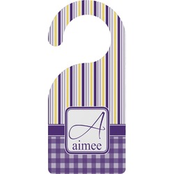 Purple Gingham & Stripe Door Hanger (Personalized)