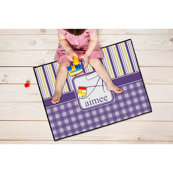 Purple Gingham & Stripe Door Mats - LIFESTYLE kid