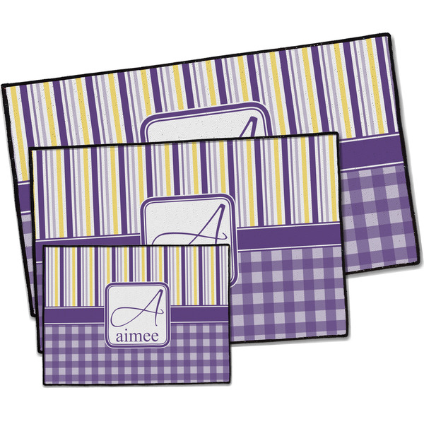 Purple Gingham & Stripe Door Mats - PARENT MAIN