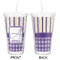 Purple Gingham & Stripe Double Wall Tumbler with Straw - Approval