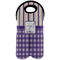 Purple Gingham & Stripe Wine Tote Bag (2 Bottles) (Personalized)