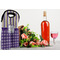 Purple Gingham & Stripe Double Wine Tote - LIFESTYLE (new)