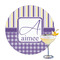 Purple Gingham & Stripe Drink Topper - Large - Single with Drink