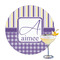 Purple Gingham & Stripe Printed Drink Topper (Personalized)
