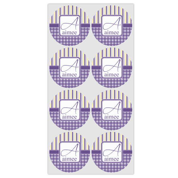 Purple Gingham & Stripe Drink Topper - Medium - Set of 12