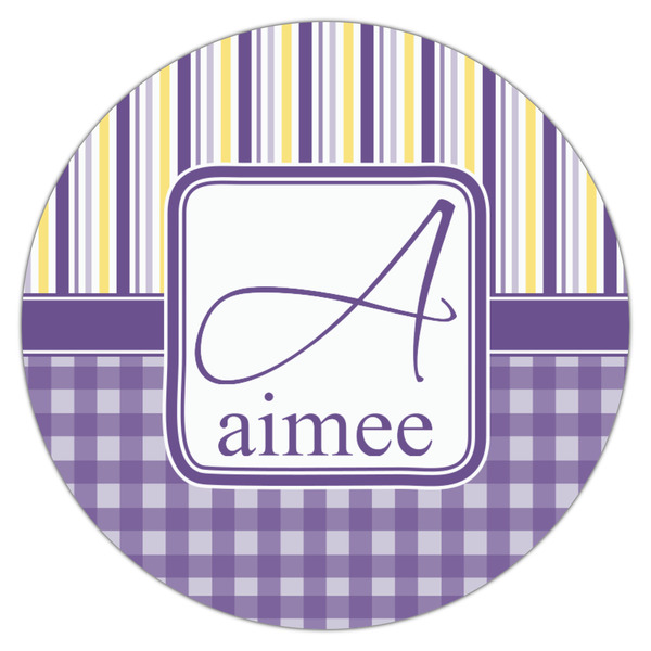 Purple Gingham & Stripe Drink Topper - Medium - Single