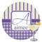 Purple Gingham & Stripe Drink Topper - XLarge - Single with Drink
