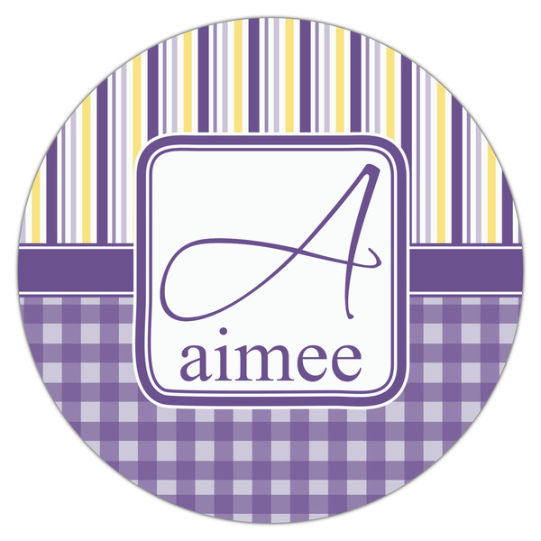 Purple Gingham & Stripe Drink Topper - XLarge - Single