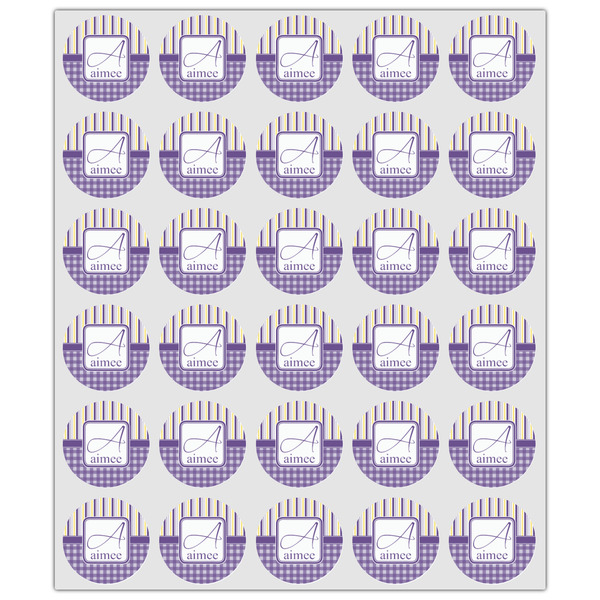 Purple Gingham & Stripe Drink Topper - XSmall - Set of 30