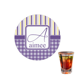 Purple Gingham & Stripe Printed Drink Topper - 1.5" (Personalized)