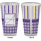 Purple Gingham & Stripe Pint Glass - Full Color - Front & Back Views