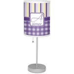 Purple Gingham & Stripe 7" Drum Lamp with Shade Polyester (Personalized)