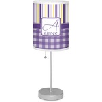 Purple Gingham & Stripe Lamp with Drum Shade (Personalized)