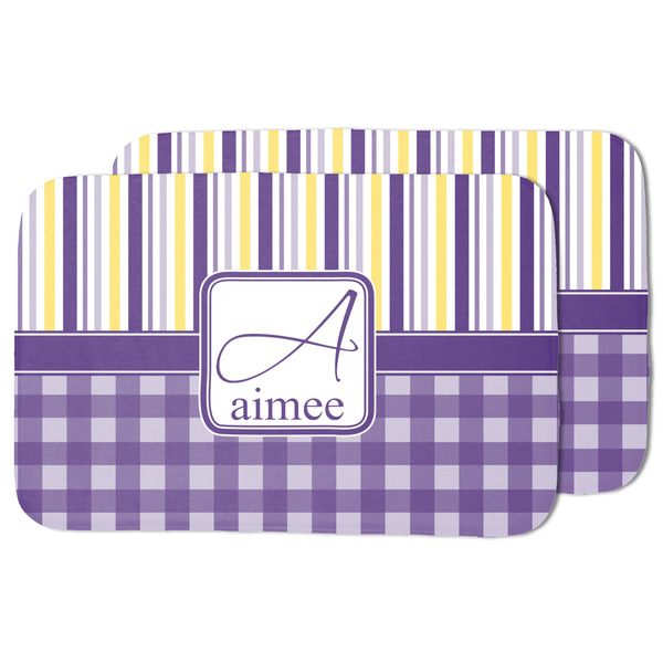 Purple Gingham & Stripe Drying Dish Mat - MAIN
