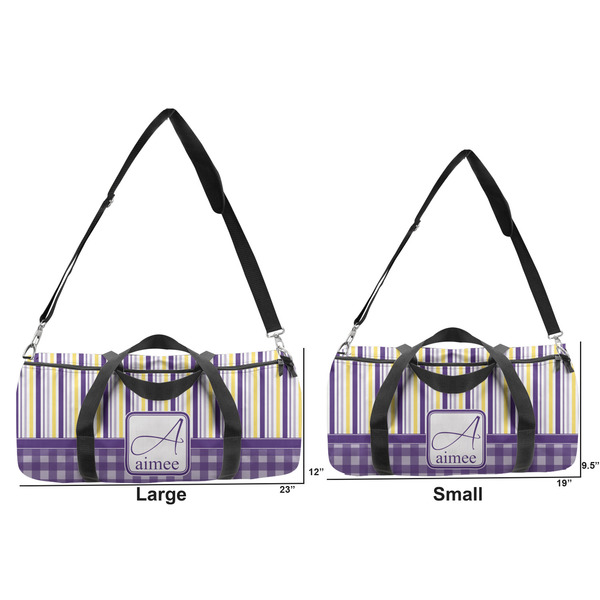 Purple Gingham & Stripe Duffle Bag Small and Large
