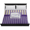 Purple Gingham & Stripe Duvet Cover - King - On Bed - No Prop