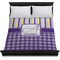 Purple Gingham & Stripe Duvet Cover - Queen - On Bed - No Prop