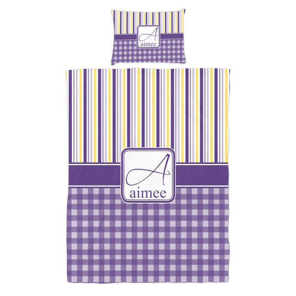 Purple Gingham & Stripe Duvet Cover Set - Twin - Alt Approval