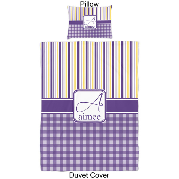 Purple Gingham & Stripe Duvet Cover Set - Twin - Approval