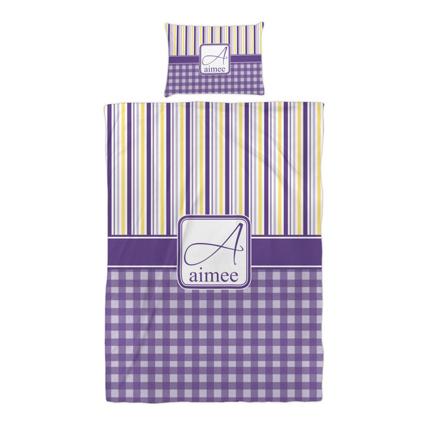 Purple Gingham & Stripe Duvet Cover Set - Twin XL - Alt Approval