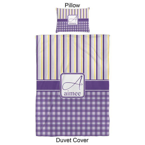 Purple Gingham & Stripe Duvet Cover Set - Twin XL - Approval