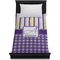Purple Gingham & Stripe Duvet Cover - Twin - On Bed - No Prop