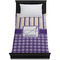 Purple Gingham & Stripe Duvet Cover - Twin XL - On Bed - No Prop