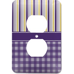 Purple Gingham & Stripe Electric Outlet Plate