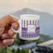 Purple Gingham & Stripe Espresso Cup - 3oz LIFESTYLE (new hand)